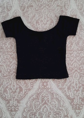 Dantel Detaylı Siyah Kadın Crop Top - Görsel 2