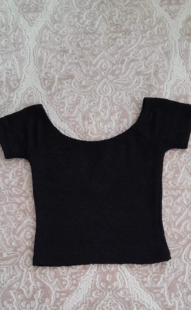 Dantel Detaylı Siyah Kadın Crop Top - Görsel 3