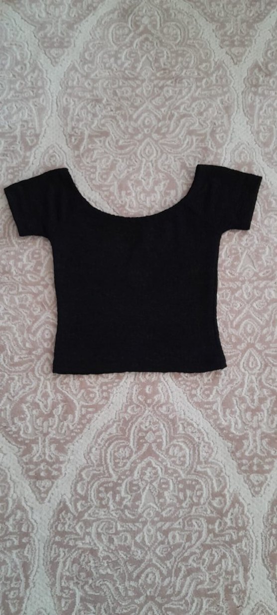 Dantel Detaylı Siyah Kadın Crop Top - Görsel 2