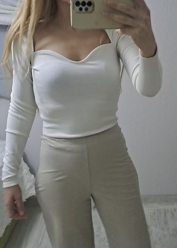 Kadın Beyaz Uzun Kollu Fitted Triko - Görsel 5