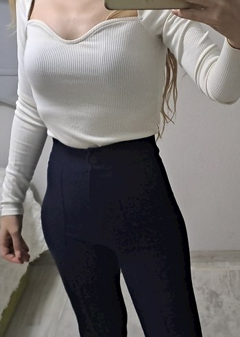 Kadın Beyaz Uzun Kollu Fitted Triko - Görsel 6