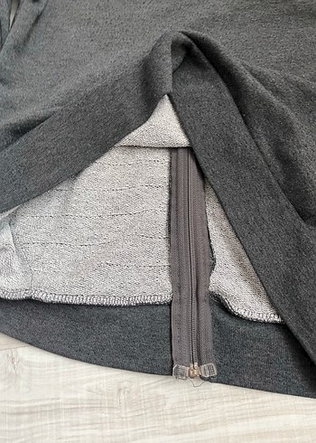 m Beden Erkek Gri Fermuarlı Kapüşonlu Sweatshirt