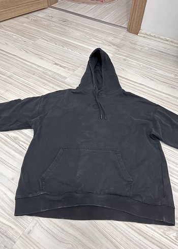 Kadın Siyah Kapüşonlu Oversize Sweatshirt