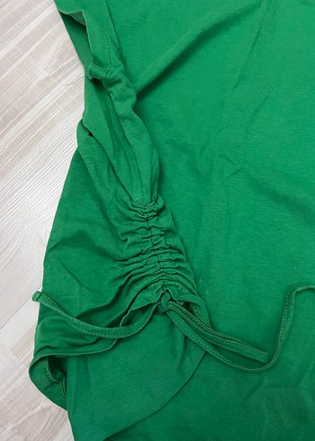 Yeşil Keten Salaş Hamile Bluzu - Görsel 3