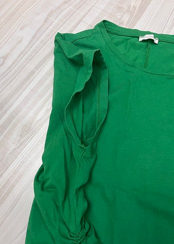 Yeşil Keten Salaş Hamile Bluzu - Görsel 4