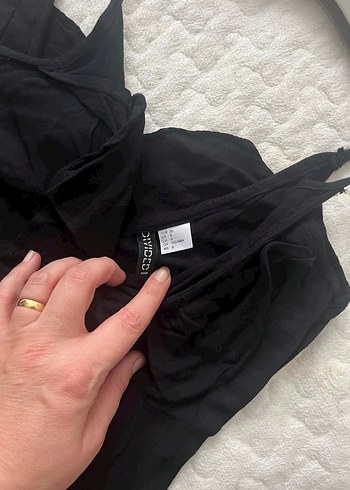 Kadın Siyah Keten V Yakalı Uzun Tulum - Görsel 3