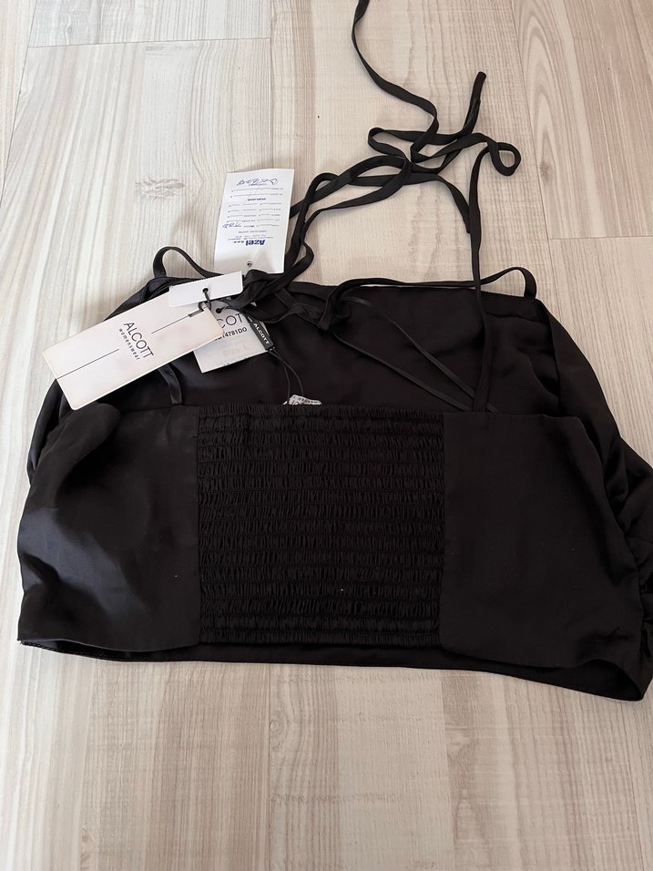 Siyah İpek Görünümlü Halter Büstiyer - Görsel 2