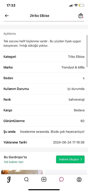 s Beden kahverengi Renk 2triko elbise