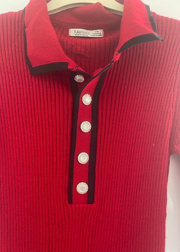 Bordo Düğmeli Uzun Kollu Kadın Elbise - Görsel 2