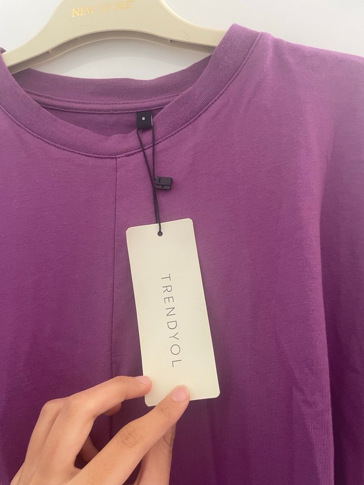 Mor Uzun Salaş Kadın Elbise - Görsel 5