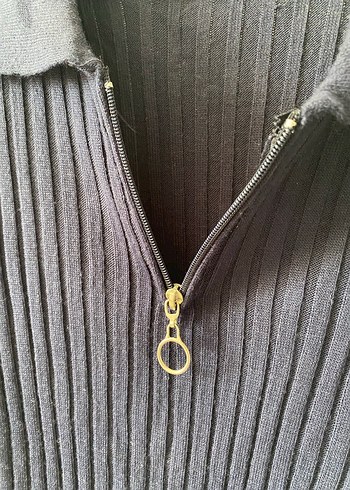 Lacivert Fitilli Örgü Uzun Kollu Kazak - Görsel 3