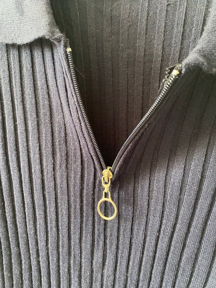 Lacivert Fitilli Örgü Uzun Kollu Kazak - Görsel 3