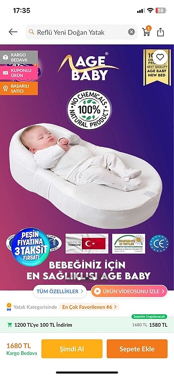 Yeni doğan reflü bebek yatağı yıkanabilir kılıflı ve sıvı geçirm