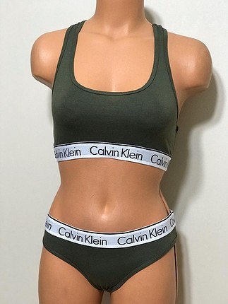 Calvin klein spor büstiyer takım 2 adet yeşil m