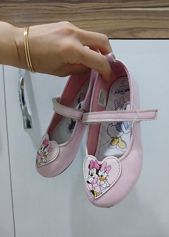 28 numara Kız Çocuk Pembe beyaz Baskılı Babet Ayakkabı