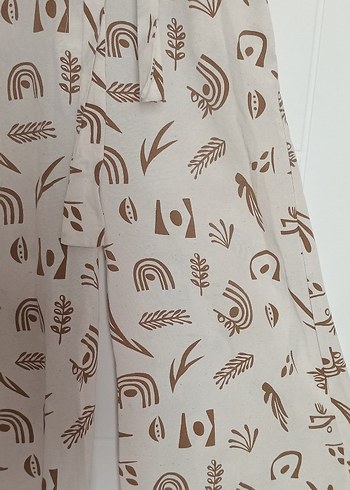 m Beden ten rengi Renk Bej Desenli Bohem Kısa Kollu Tulum
