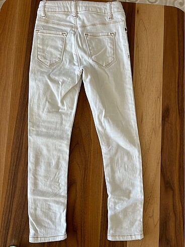 LC Waikiki Kız çocuk beyaz jean beli ayarlamalı dar paça