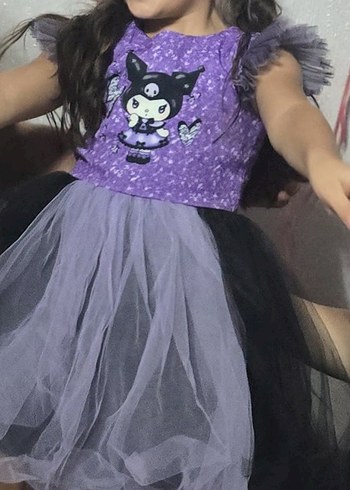 kuromi Kız Çocuk Elbisesi Dantelli