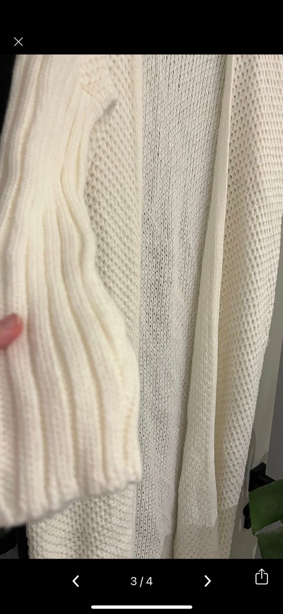 Krem Uzun Kollu Örgü Kadın Hırka - Görsel 3