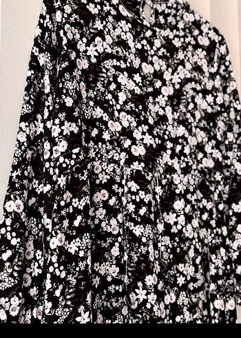 Siyah Çiçekli Uzun Bohem Elbise - Görsel 3