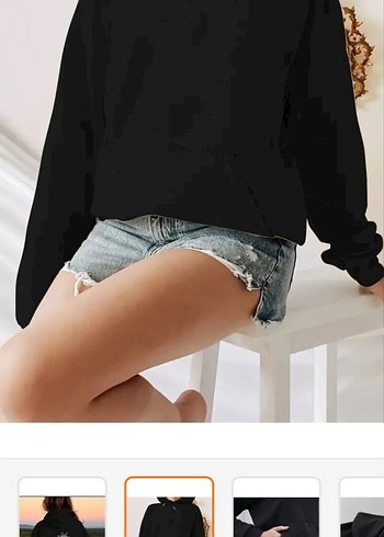 Siyah Baskılı Kadın Sweatshirt - Görsel 2