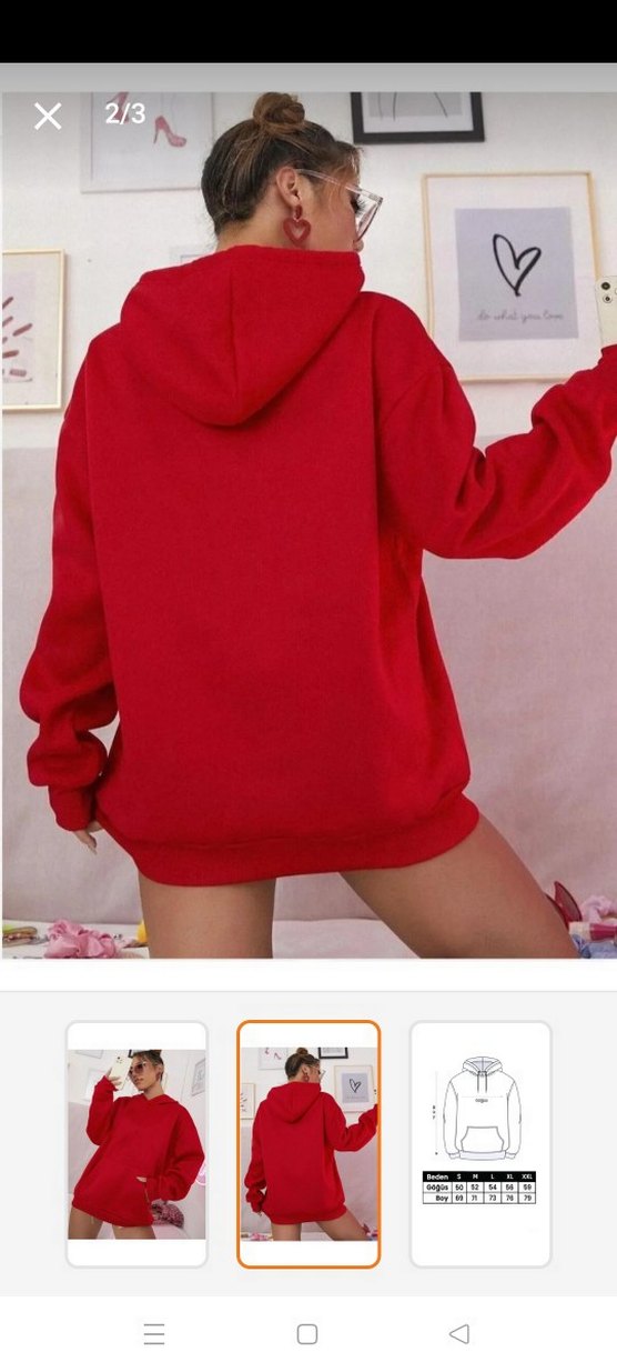 Kırmızı Oversize Kadın Sweatshirt - Görsel 2