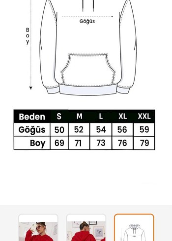 Kadın Kırmızı Kapüşonlu Rahat Sweatshirt - Görsel 3