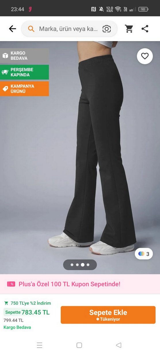 Siyah Kadın Dar Kesim İspanyol Paça Eşofman tayt - Görsel 3