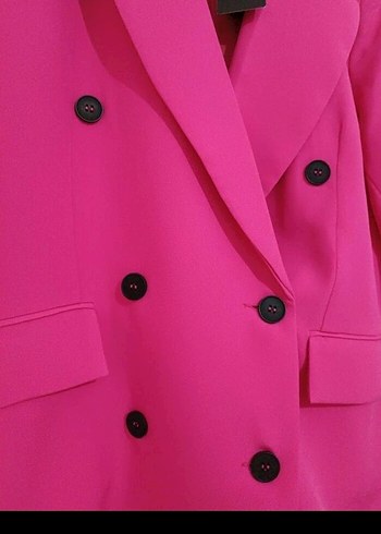Düğmeli Pembe Kadın Blazer Ceket - Görsel 5