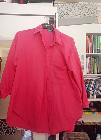 Pembe koyu owersize gömlek