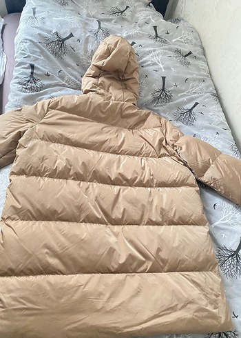 Bej Midi Kadın Kışlık Mont Kapüşonlu - Görsel 2