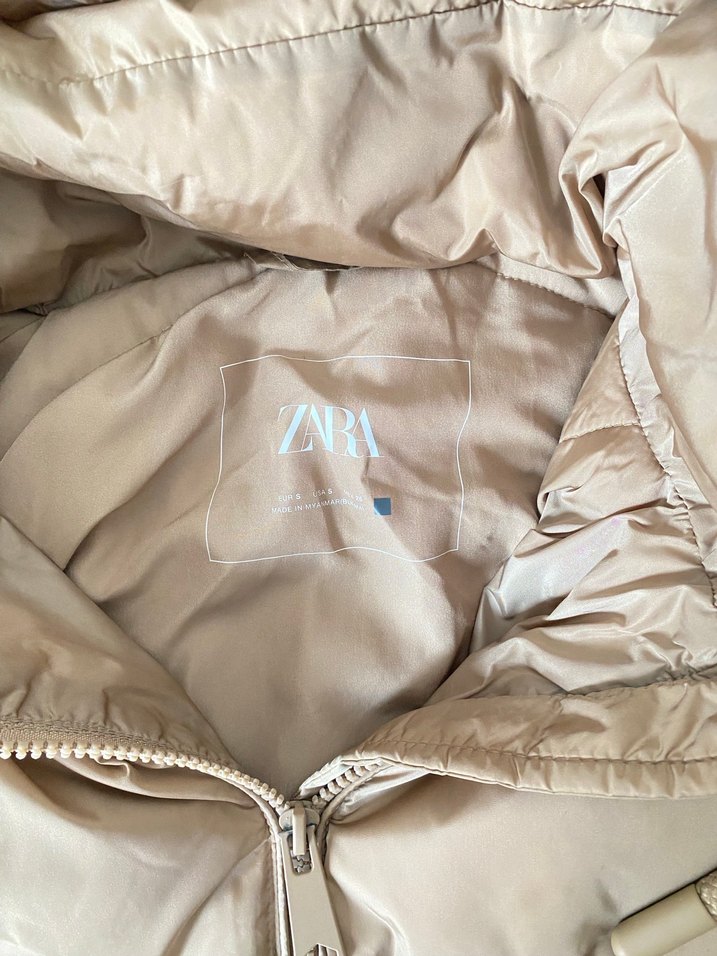 Bej Midi Kadın Kışlık Mont Kapüşonlu - Görsel 3