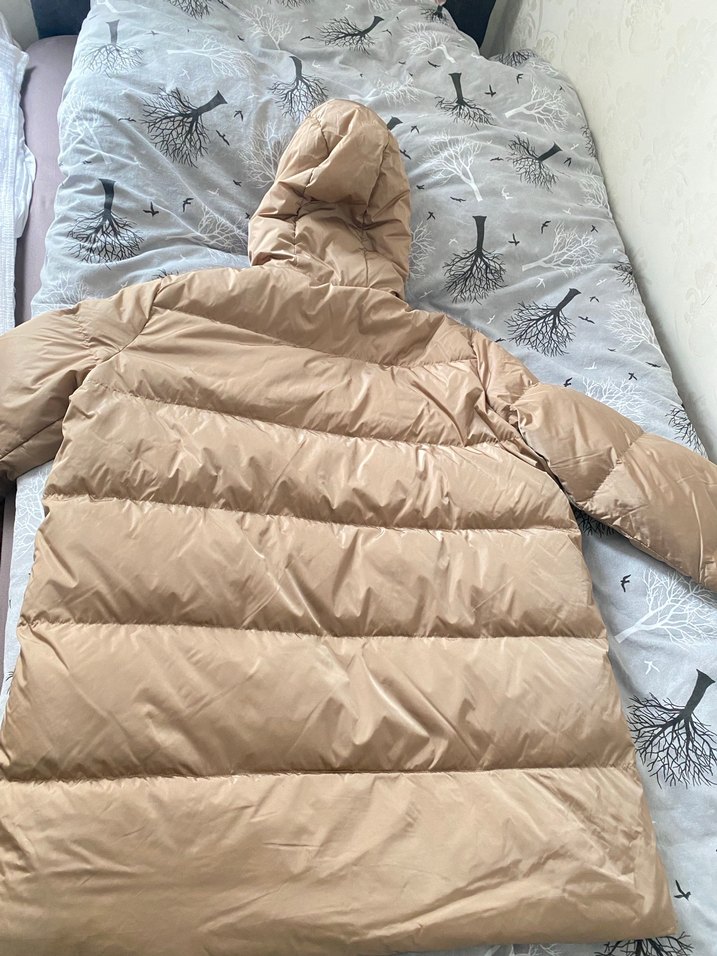 Bej Midi Kadın Kışlık Mont Kapüşonlu - Görsel 2