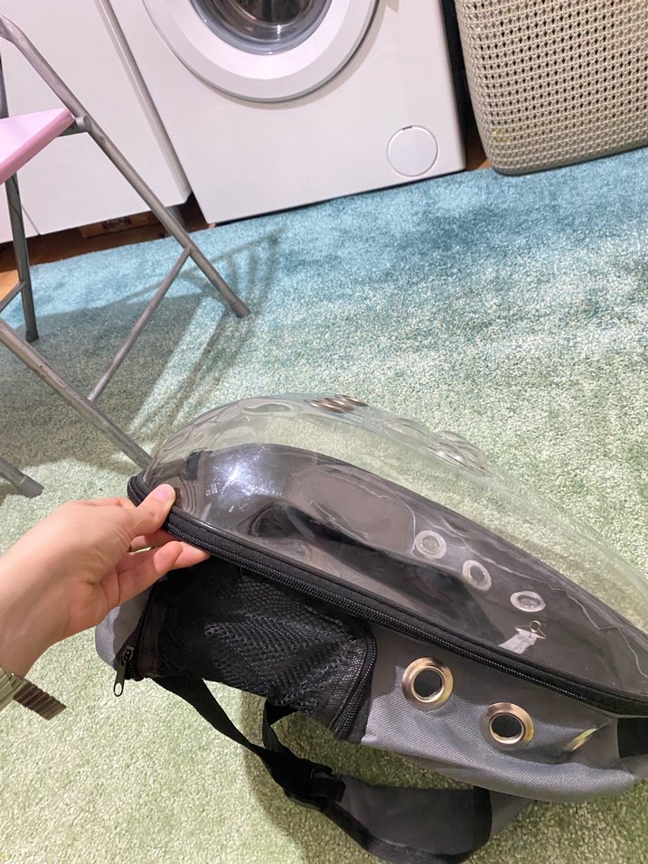 Siyah Taşınabilir Kedi Taşıma Kabı - Görsel 5