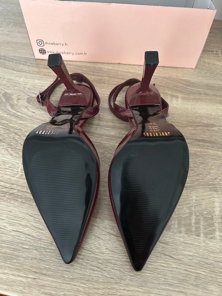 Shoeberry Bordo Stiletto Topuklu Kadın Ayakkabı - Görsel 3