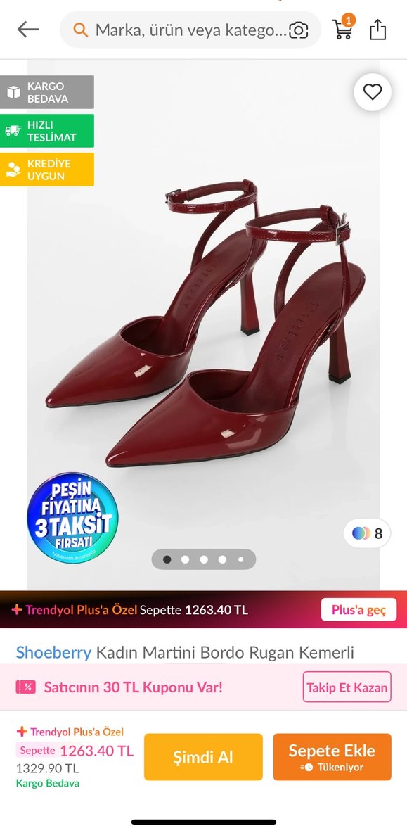 Shoeberry Bordo Rugan Stiletto Kadın Ayakkabı - Görsel 2