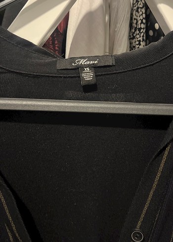 Siyah Çizgili V Yaka Elbise - Görsel 2