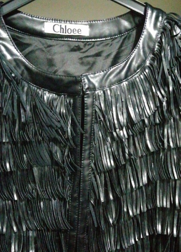 siyah deri, kolsuz ceket - Görsel 2