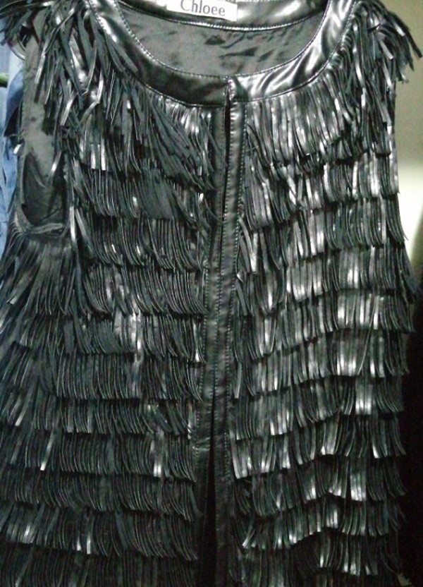 siyah deri, kolsuz ceket - Görsel 4