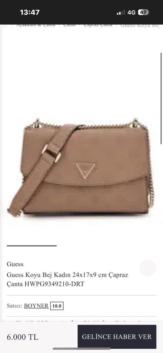 Guess Koyu Bej Süet Kadın Çapraz Çanta sıfır kullanılmadı - Görsel 2