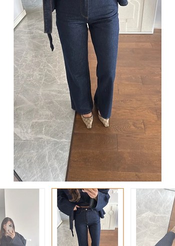 Kemerli Kadın Kot Ceket aynısı yenidir - Görsel 3