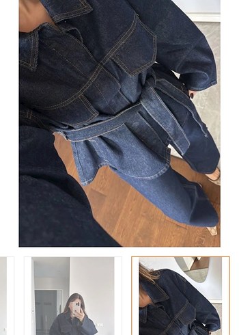 Kemerli Kadın Kot Ceket aynısı yenidir - Görsel 2