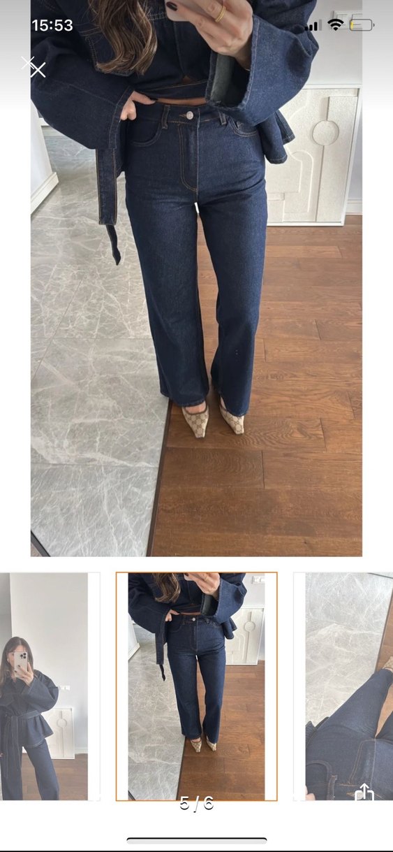 Kemerli Kadın Kot Ceket aynısı yenidir - Görsel 3