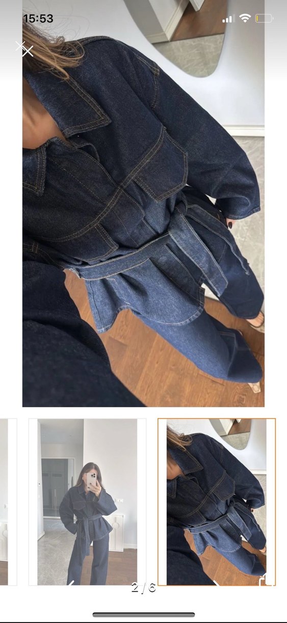 Kemerli Kadın Kot Ceket aynısı yenidir - Görsel 2