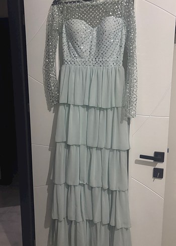 Uzun Kat Katlı Bohem Abiye Elbise giyilmedi - Görsel 2