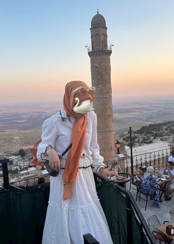 Uzun Beyaz Bohem Pamuklu Elbise - Görsel 2