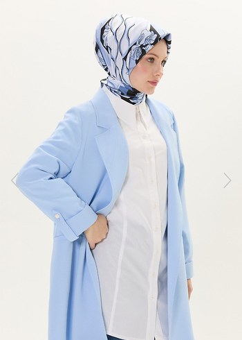 42 Beden Mavi Midi Oversize Kadın Ceket