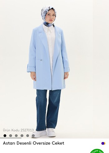 Mavi Midi Oversize Kadın Ceket