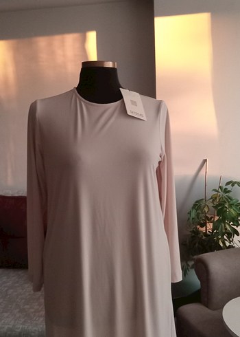 40 Beden Bej Midi Uzun Kollu Salaş Tunik bluz içlik