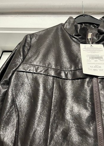 Siyah Kemerli Uzun Deri Kadın Ceket deri kap - Görsel 4